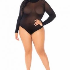 Leg Avenue Plus Size Plus Long Sleeved Snap Crotch Bodysuit 8 Leg Avenue Plus Size Plus Long Sleeved Snap Crotch Bodysuit