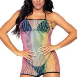 Leg Avenue Rainbow Fishnet Strapless Romper Trending Sellers