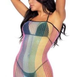 Leg Avenue Rainbow Fishnet Strapless Romper Trending Sellers