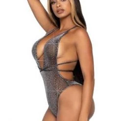 Leg Avenue Convertible Plunging Rhinestone Teddy