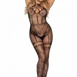 Leg Avenue Strappy Halter Rhinestone Bodystocking