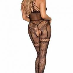 Leg Avenue Strappy Halter Rhinestone Bodystocking