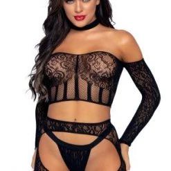 Leg Avenue Into You Lace Crop Top Set New Items