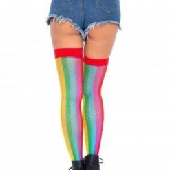 Leg Avenue Rainbow Fishnet Thigh Highs