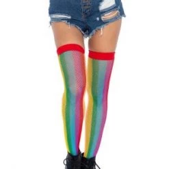 Leg Avenue Rainbow Fishnet Thigh Highs
