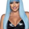 Leg Avenue Straight Blue Wig With Bangs Wigs