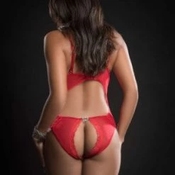 G World Intimates New Items Open Cup Laced Teddy