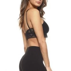 Yelete Black Sheer Lace Caged Bralette New Items