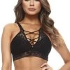 Yelete Black Sheer Lace Caged Bralette New Items