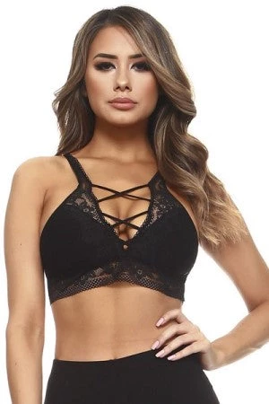 Yelete Black Sheer Lace Caged Bralette New Items 1 Yelete Black Sheer Lace Caged Bralette New Items