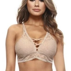 Yelete Nude Sheer Lace Caged Bralette