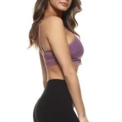 Yelete Purple Sheer Lace Caged Bralette New Items