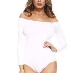 Yelete New Items Long Sleeve Off The Shoulder Bodysuit