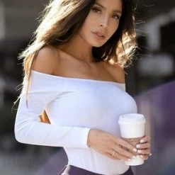 Yelete New Items Long Sleeve Off The Shoulder Bodysuit