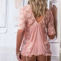 G World Intimates Lace And Sheer Embroidered Chemise