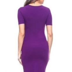 Yelete Short Sleeve Crew Neck Midi Bodycon Dress New Items