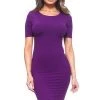 Yelete Short Sleeve Crew Neck Midi Bodycon Dress New Items