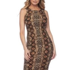 Yelete Snake Skin Print Bodycon Dress