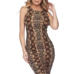 Yelete Snake Skin Print Bodycon Dress