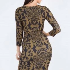 Yelete New Items Swirl Pattern Midi Bodycon Dress