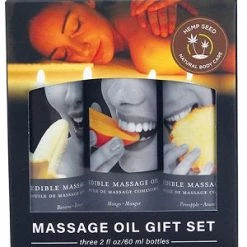 Eldorado Accessories Earthly Body Edible Massage Oil Gift Set - 2oz Banana, Mango & Pineapple
