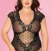 Velvet Kitten Plus Size Queen Sheer Floral Lace Teddy