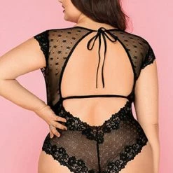 Velvet Kitten Plus Size Queen Sheer Floral Lace Teddy
