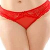 Fantasy Lingerie Plus Red Crotchless Lace And Mesh Panty