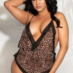 Seven 'til Midnight Plus Mesh Leopard Romper