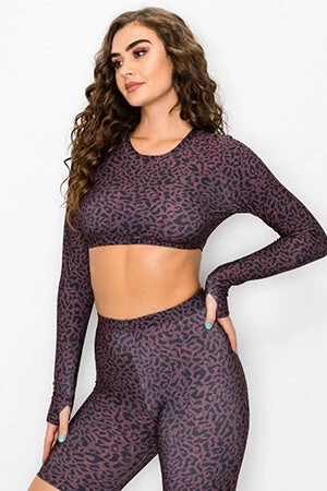 Yelete Trending Sellers Purple Diva Leopard Long Sleeve Cropped Top 2 Yelete Trending Sellers Purple Diva Leopard Long Sleeve Cropped Top