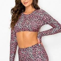 Yelete Trending Sellers Casual Days Pink Leopard Print Crop Top