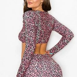 Yelete Trending Sellers Casual Days Pink Leopard Print Crop Top