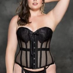 Shirley Of Hollywood Plus Size Corsets Plus Fishnet Corset Set