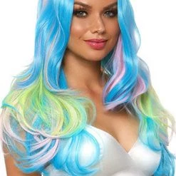 Leg Avenue Wigs Long Blue Multi-Color Wig 7 Leg Avenue Wigs Long Blue Multi-Color Wig