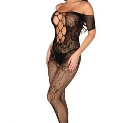 Velvet Kitten Off The Shoulder Fishnet Bodystocking Crotchless