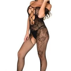 Velvet Kitten Off The Shoulder Fishnet Bodystocking Crotchless