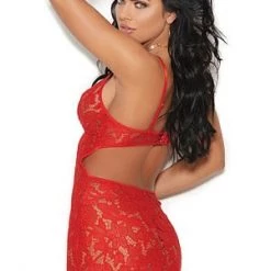Elegant Moments Holiday & Christmas Red Lace Babydoll Set
