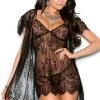 Elegant Moments Eyelash Lace Babydoll & Robe Set Trending Sellers