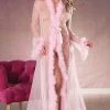 Shirley Of Hollywood Pink Long Marabou Robe Lingerie