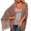 Velvet Kitten Beige Wrap With Fringe