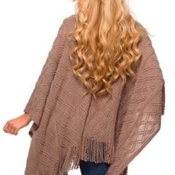 Velvet Kitten Beige Wrap With Fringe