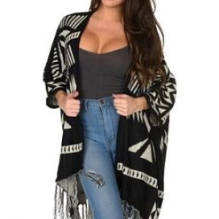 Velvet Kitten Black And White Aztec Wrap Clearance