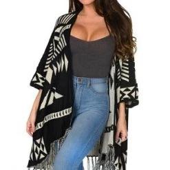 Velvet Kitten Black And White Aztec Wrap Clearance