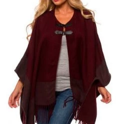 Velvet Kitten Merlot Wrap With Buckle And Fringe Clearance