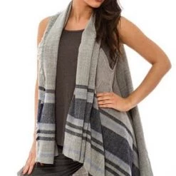 Velvet Kitten Clearance Grey Blue Striped Vest Wrap