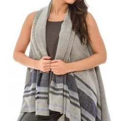 Velvet Kitten Clearance Grey Blue Striped Vest Wrap