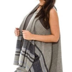 Velvet Kitten Clearance Grey Blue Striped Vest Wrap